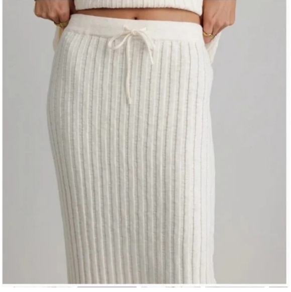 Free People FP Beach Women's Veda Knit Ribbed Midi Skirt Ivory Size XS - Picture 7 of 8